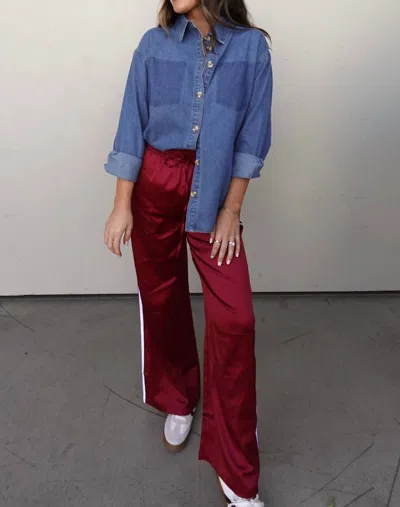 Mimosa Satin-effect Track Pant In Burgundy In White