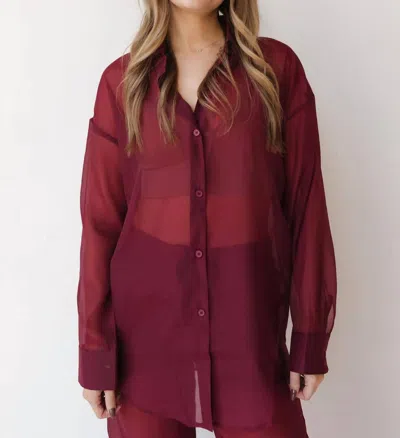 Mimosa Sheer Elegance Top In Burgundy Wine In Multi
