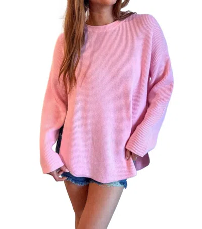 Mimosa Side Slit Sweater In Baby Pink