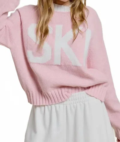 Mimosa Ski Crewneck Sweater In Baby Pink In Multi