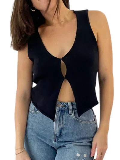 Mimosa Sleeveless Sweater Tank Top In Black
