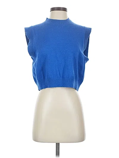 Pre-owned Mimosa Sleeveless Top Blue Turtleneck Tops