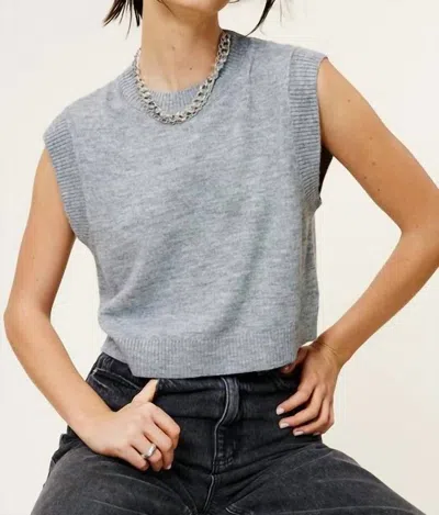 Mimosa Solid Knit Sweater Vest In Grey In Gray