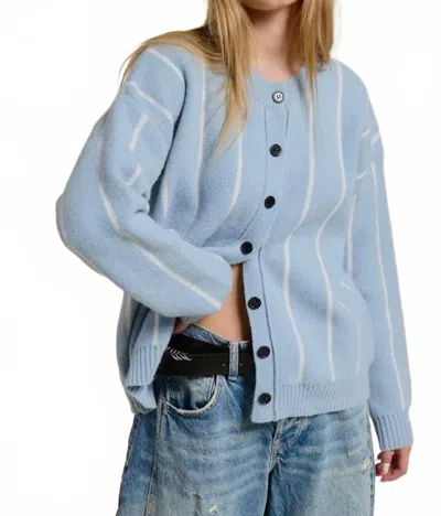 Mimosa Striped Button Down Knit Cardigan In Blue