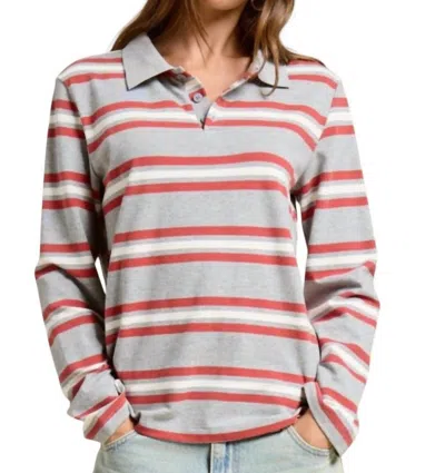 Mimosa Striped Polo Shirt In Grey/red In Multi