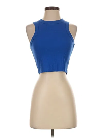 Pre-owned Mimosa Tank Top Blue Halter Neckline Tops