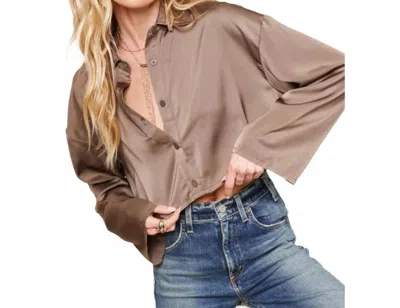 Mimosa Vivica Silky Button Down Shirt In Brown
