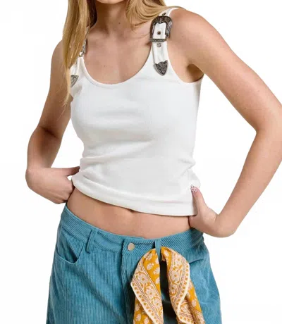 Mimosa Western Belted Tank Top In White