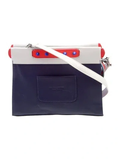 Pre-owned Min & Mon Leather Crossbody Bag In Blue