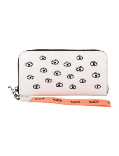 Pre-owned Min & Mon Leather Graphic Print Continental Wallet In Neutrals