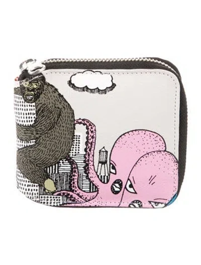 Pre-owned Min & Mon Leather Printed Wallet In Neutral
