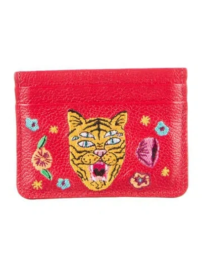 Pre-owned Min & Mon Leather Printed Wallet In Red