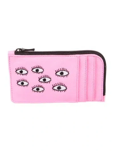 Pre-owned Min & Mon Leather Printed Wallet W/ Tags In Pink