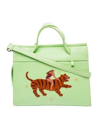 Pre-owned Min & Mon Leather Shoulder Bag In Green