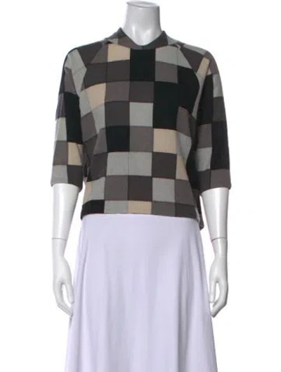 Pre-owned Minä Perhonen Cashmere Plaid Print Top In Multicolor