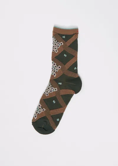 Minä Perhonen Cheerful Short Stretch Cotton Socks In Brown