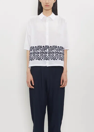 Minä Perhonen Floraleaf Cotton Blouse In White