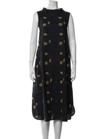 Pre-owned Minä Perhonen Linen Midi Length Dress In Blue