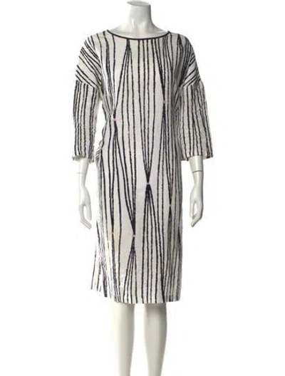 Pre-owned Minä Perhonen Linen Midi Length Dress In White