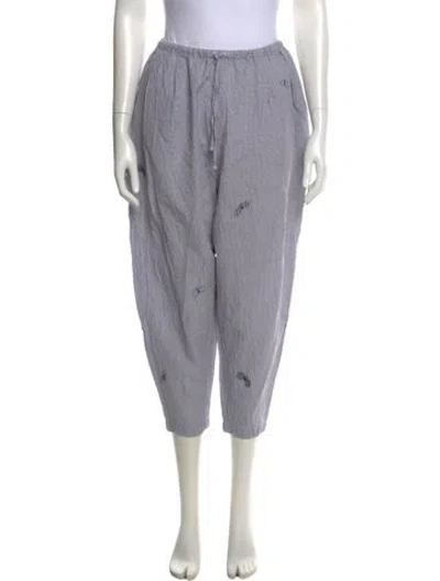 Pre-owned Minä Perhonen Plaid Print Straight Leg Pants In Gray