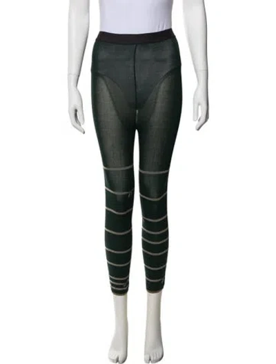 Pre-owned Minä Perhonen Silk Striped Sweatpants In Green