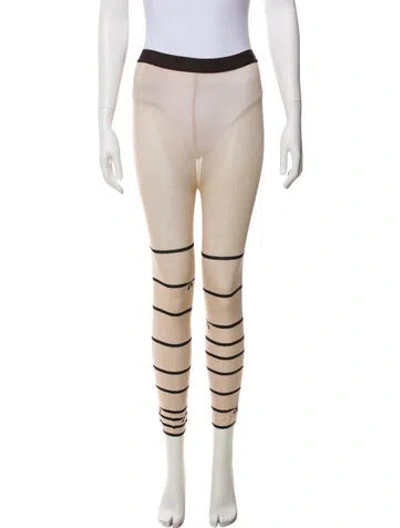 Pre-owned Minä Perhonen Silk Striped Sweatpants In Neutral