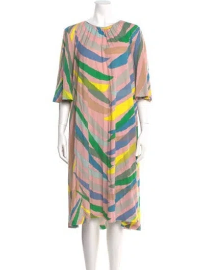 Pre-owned Minä Perhonen Striped Midi Length Dress In Multi