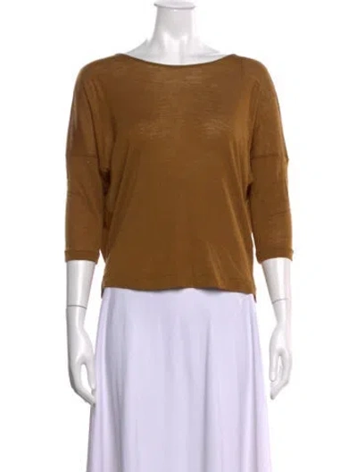 Pre-owned Minä Perhonen Wool Bateau Neckline Top In Brown