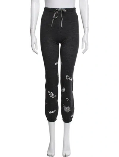 Pre-owned Minä Perhonen Wool Floral Print Sweatpants In Black