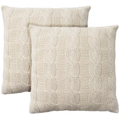 Mina Victory 100% Cotton Throw Square Pillow Cover & Insert In White