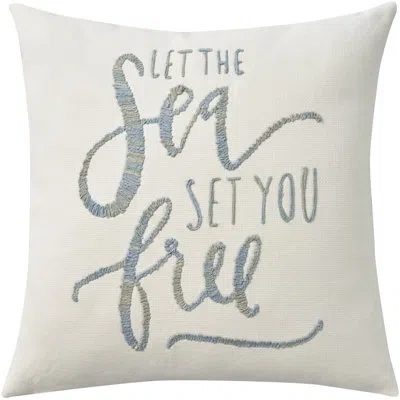 Mina Victory 100% Cotton Throw Square Pillow Cover In White