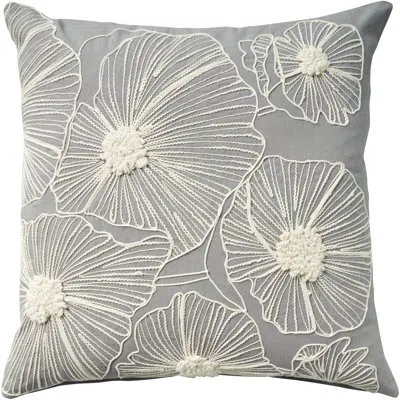 Mina Victory Az358-020020 100% Cotton Throw Square Pillow Cover In Gray