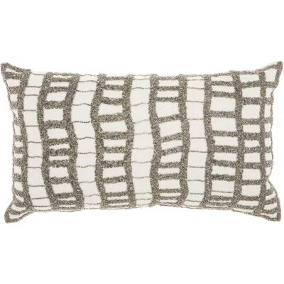 Mina Victory Beaded Rectangular Cotton Pillow Cover & Insert In Pewter