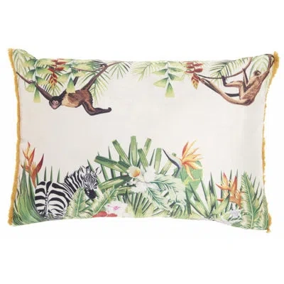 Mina Victory Cotton Animal Print Lumbar Pillow In Multicolor