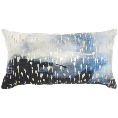 Mina Victory Cotton Lumbar Pillow In Indigo