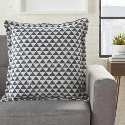 Mina Victory Cotton Pillow Cover & Insert In Indigo