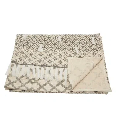 Mina Victory Cotton Throw In Gray;beige