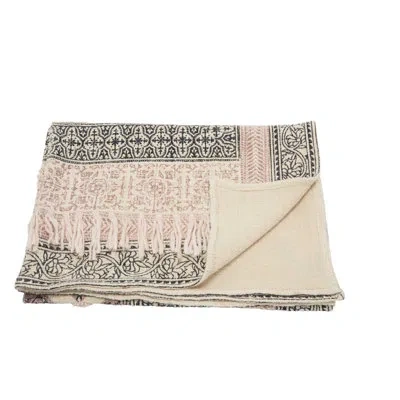 Mina Victory Cotton Throw In Gray;pink