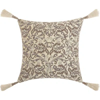 Mina Victory Couture Luster Velvet Throw Pillow In Ivory Silver