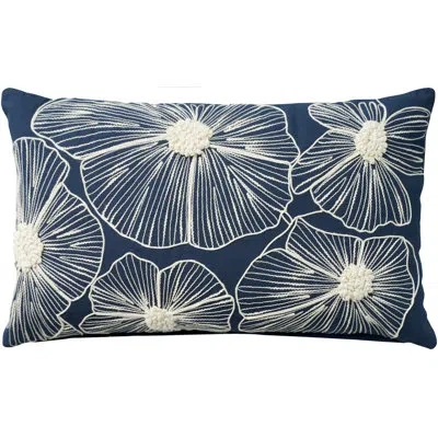 Mina Victory Embroidered Pillow Cover In Navy