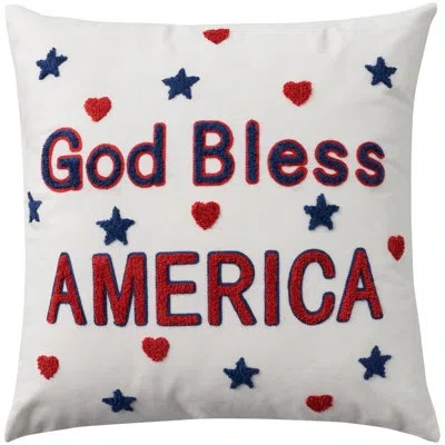 Mina Victory Embroidered Throw Pillow In White