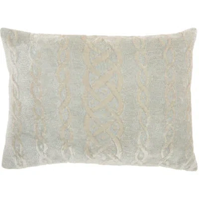 Mina Victory Geometric Aqua Blue/beige Lumbar Pillow