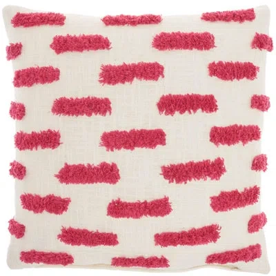 Mina Victory Life Styles Casual Tufted Square Cotton Pillow Cover & Insert In Hot Pink