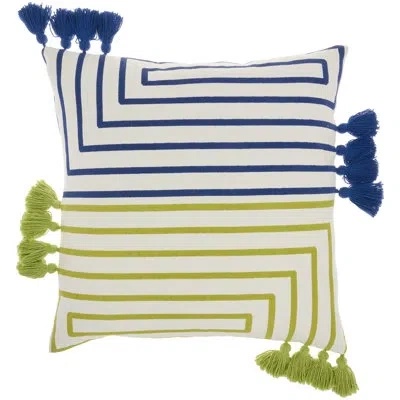 Mina Victory Life Styles Contemporary Geometric Lines Throw Pillow In Lime Blue