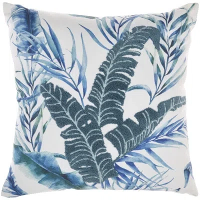 Mina Victory Life Styles Tropical Palm Leaf Throw Pillow In Blue