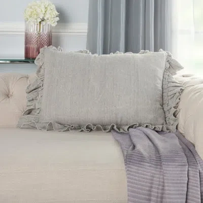 Mina Victory Linen Abstract Lumbar Pillow In Gray