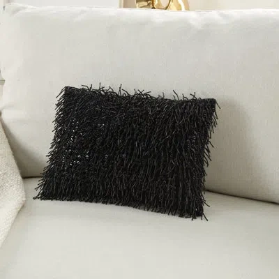 Mina Victory Luminescence Rectangular Cotton Pillow Cover And Insert In Black