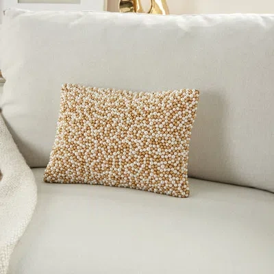Mina Victory Luminescence Rectangular Pillow Cover And Insert In Ivory,gold