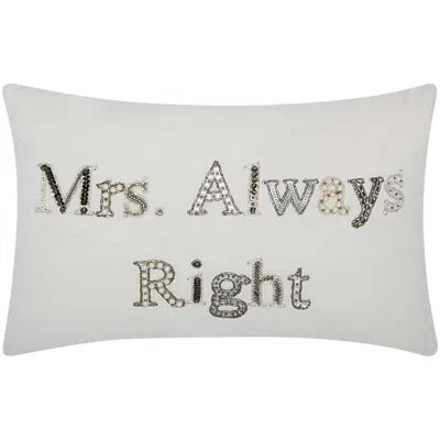 Mina Victory 'mrs. Always Right' Cotton Duck Lumbar Pillow In White