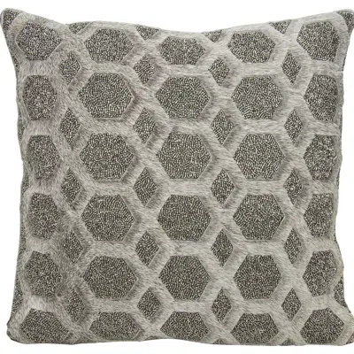 Mina Victory Natural Hide Gleaming Diamonds Throw Pillow In Gray Pewter